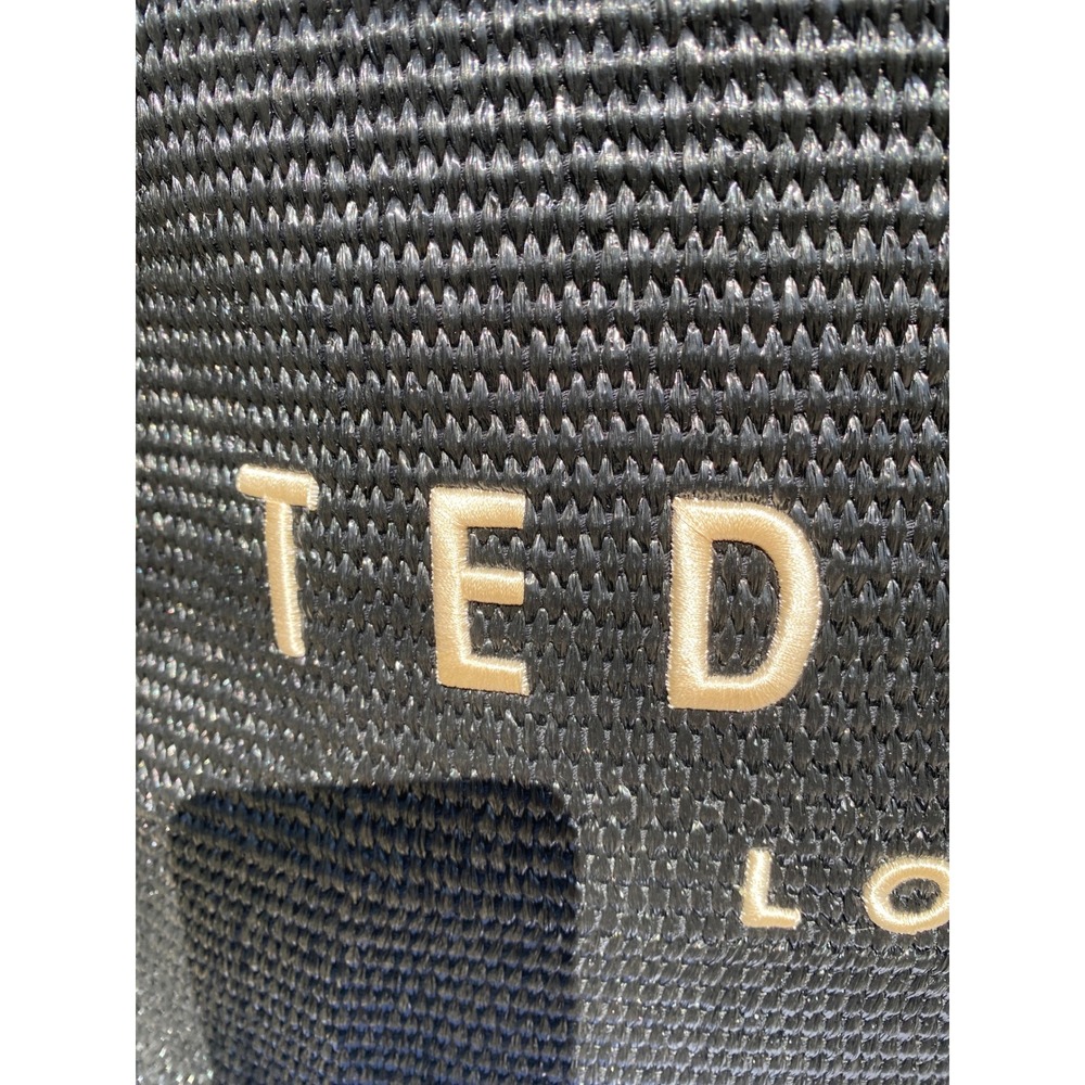 NEW Ted Baker London The Icon Tote Black Woven Straw Logo Shoulder Bag NEW - Picture 10 of 16